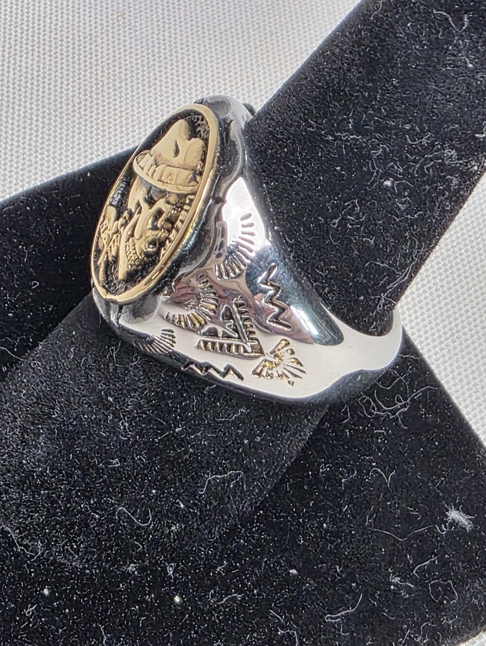 Skull Biker Ring Mixed Metal Stainless Men's Size 9 - Picture 3 of 6